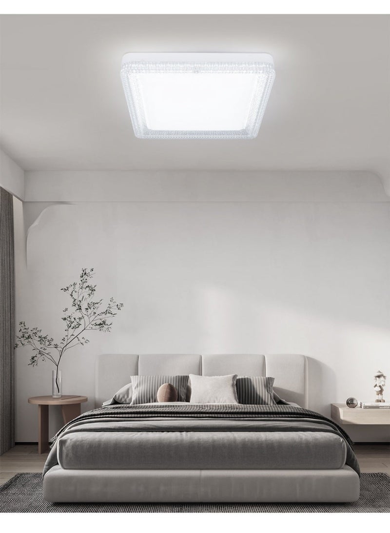 MODI Modern Square Crystalline LED Ceiling Light 36W 23CM - 3 Color Temperatures, Flush Mount Design, Energy Efficient Bright Lighting for Living Room, Bedroom & Office - Image 1